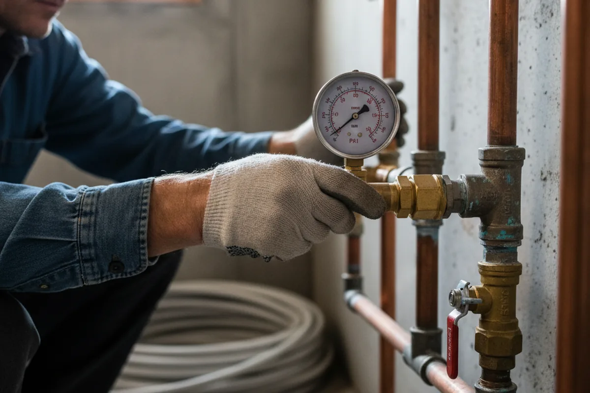 Pressure testing a repaired line during Water Line Repair in Catlett